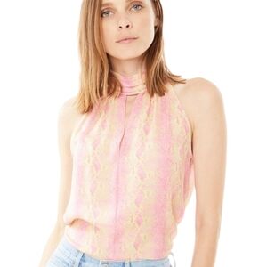 NWT $215 GENERATION LOVE Silk Jordyn Choker Top In Neon Snake Oversized  XS